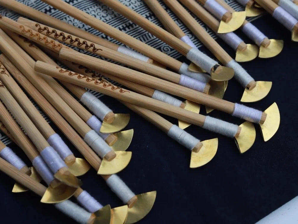Set of Miao batik wax knives used for hot wax drawing