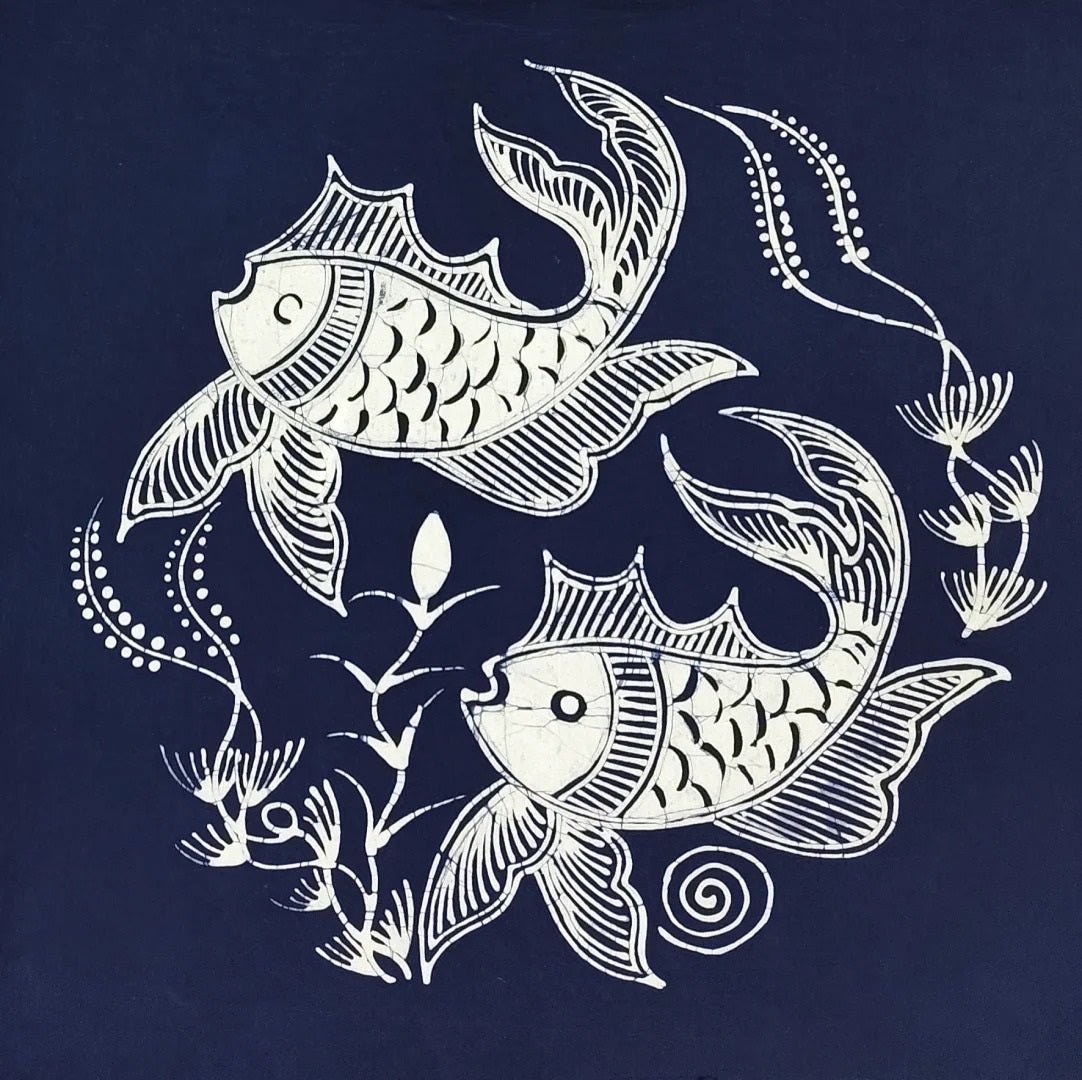 Handmade Miao Batik Cushion - Customable With Two Fish Cushion - Handmade