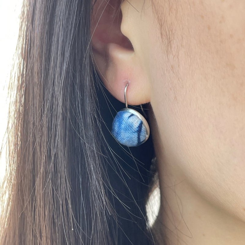 Handmade Miao Batik Earrings With Earrings - Handmade