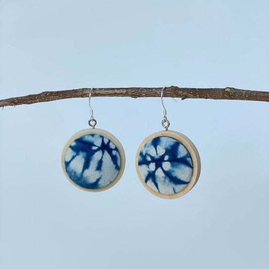 Handmade Miao Batik Wooden Earrings With Earrings - Handmade