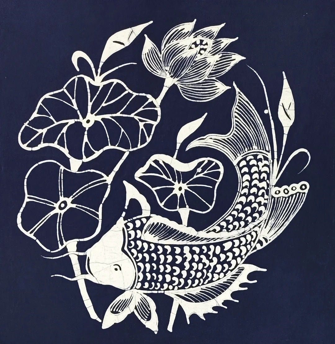 Miao Batik Wall Hanging - 15.7" With Paintings - Handmade