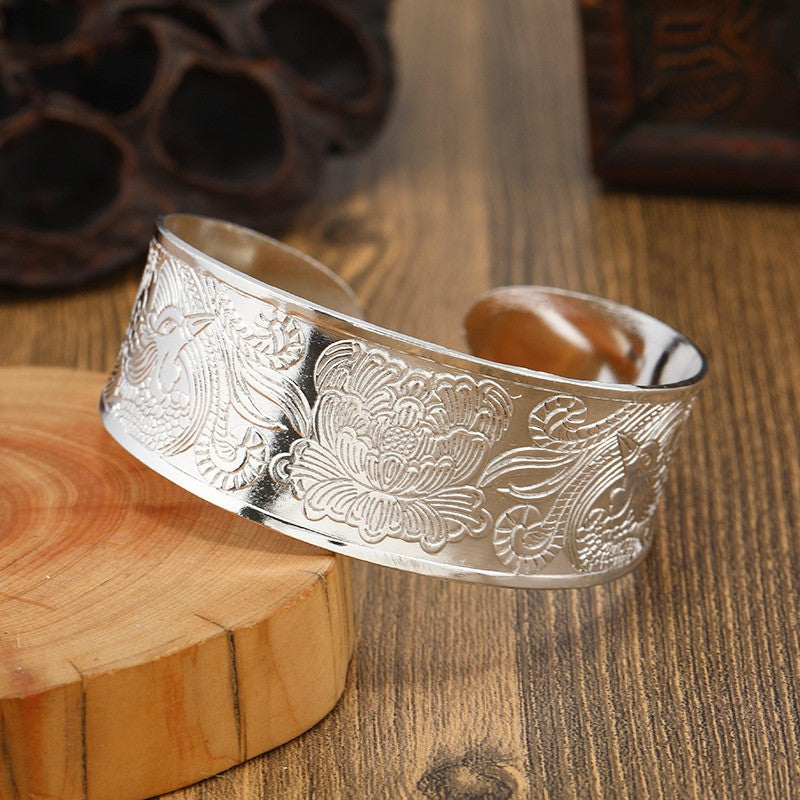 Miao Silver Bracelet With Phoenix Bracelet - Handmade