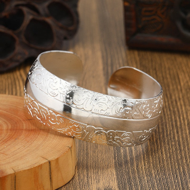 Miao Silver Bracelet With Lucky Clouds Bracelet - Handmade