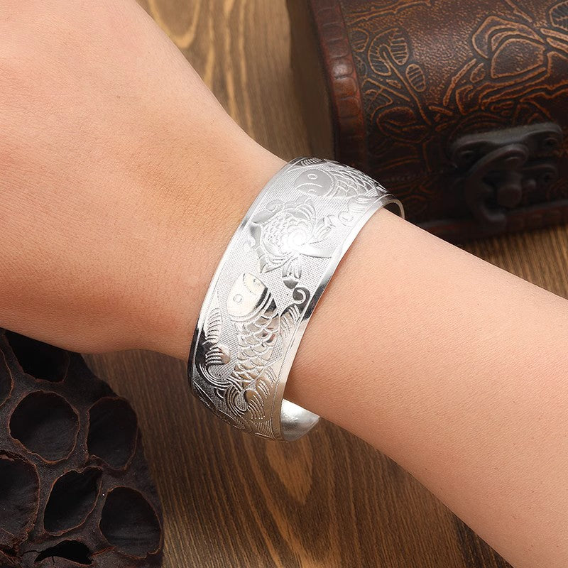 Miao Silver Bracelet With Bracelet - Handmade