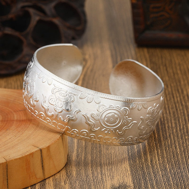Miao Silver Bracelet With Blessing & Fortune Bracelet - Handmade