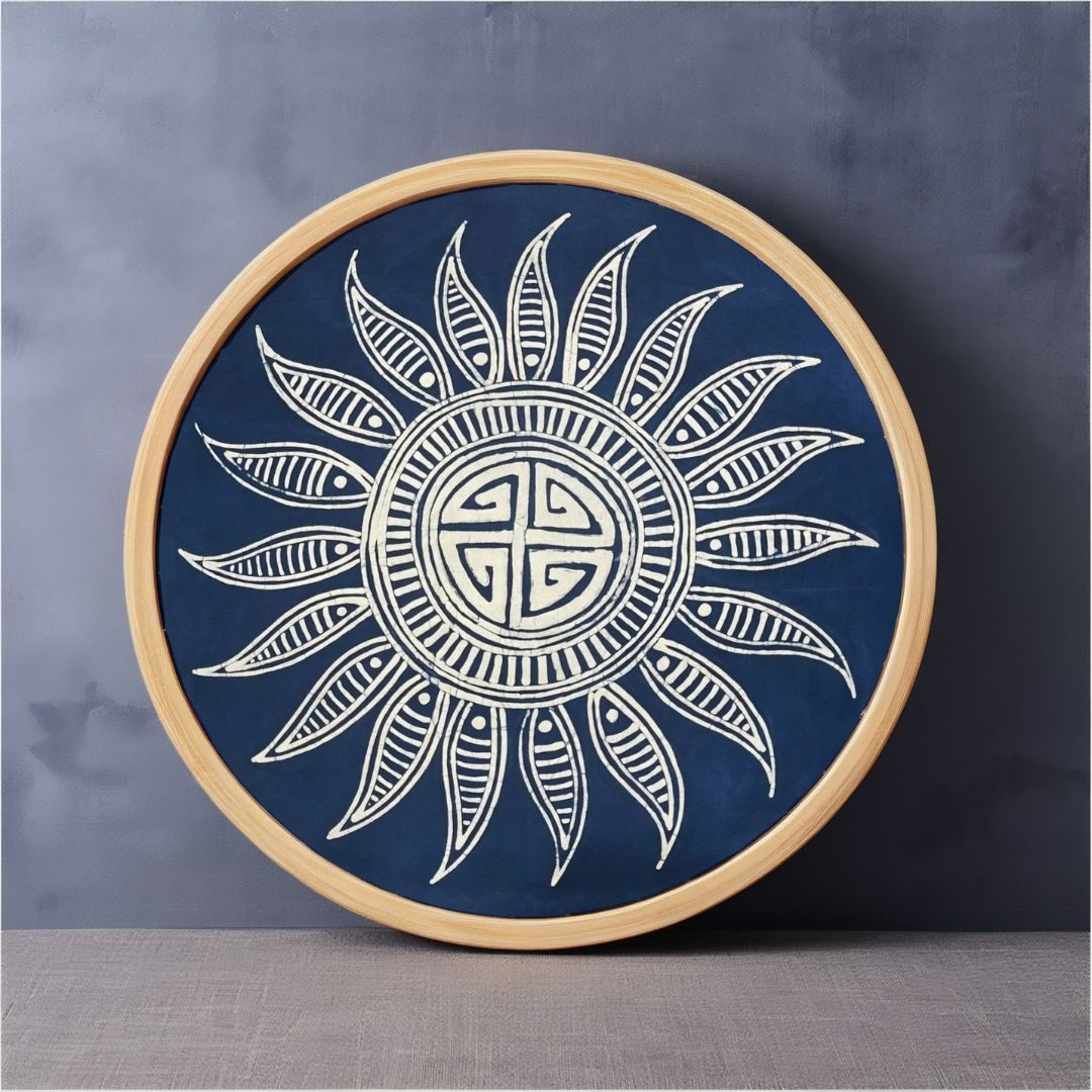 Miao Batik Wall Hanging - 15.7" With Sun Paintings - Handmade