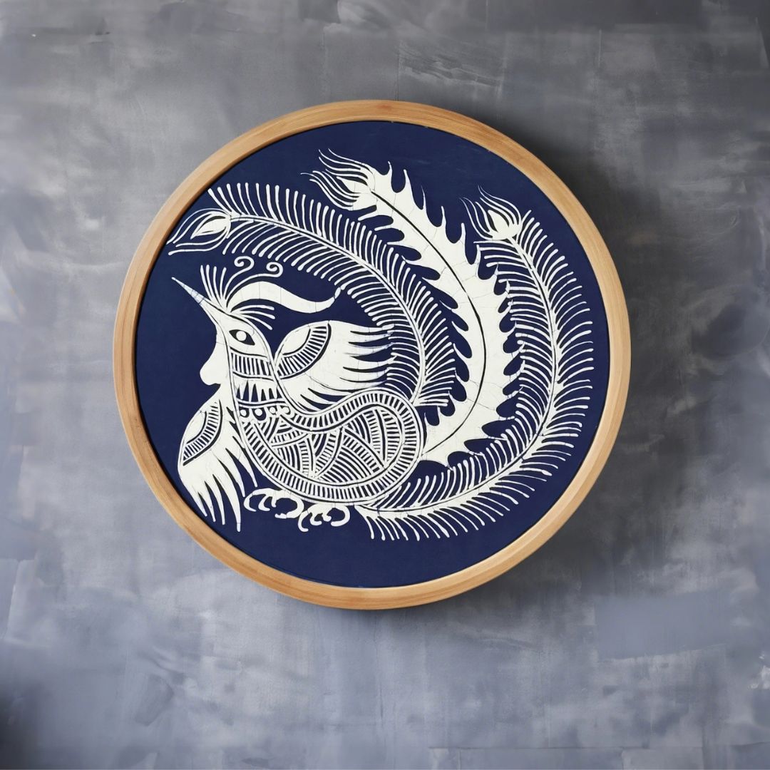 Miao Batik Wall Hanging - 11.8" With Phoenix Paintings - Handmade