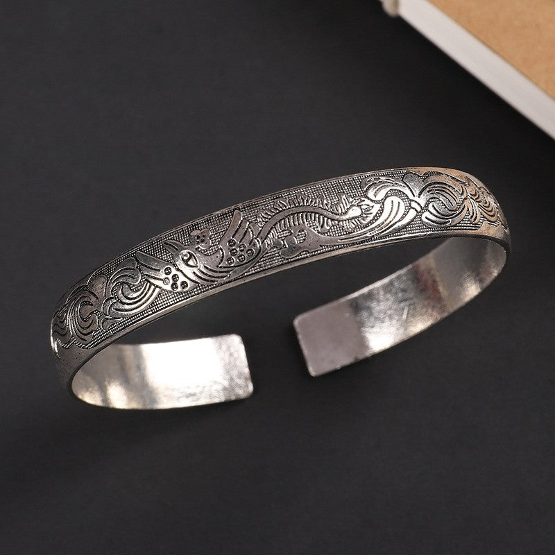 Vintage Miao Silver Bracelet With Phoenix Bracelet - Handmade