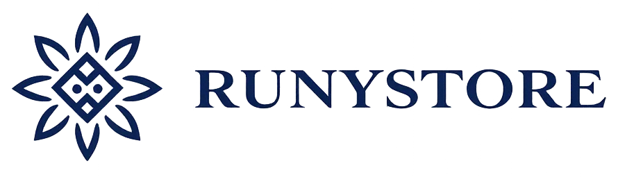 Runystore logo with a blue emblem on a white background